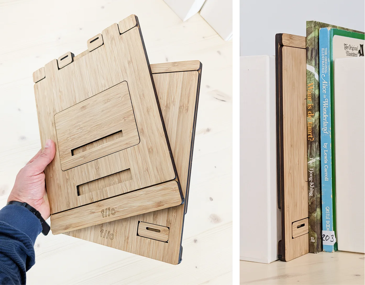 FLIO bamboo laptop stand folded flat