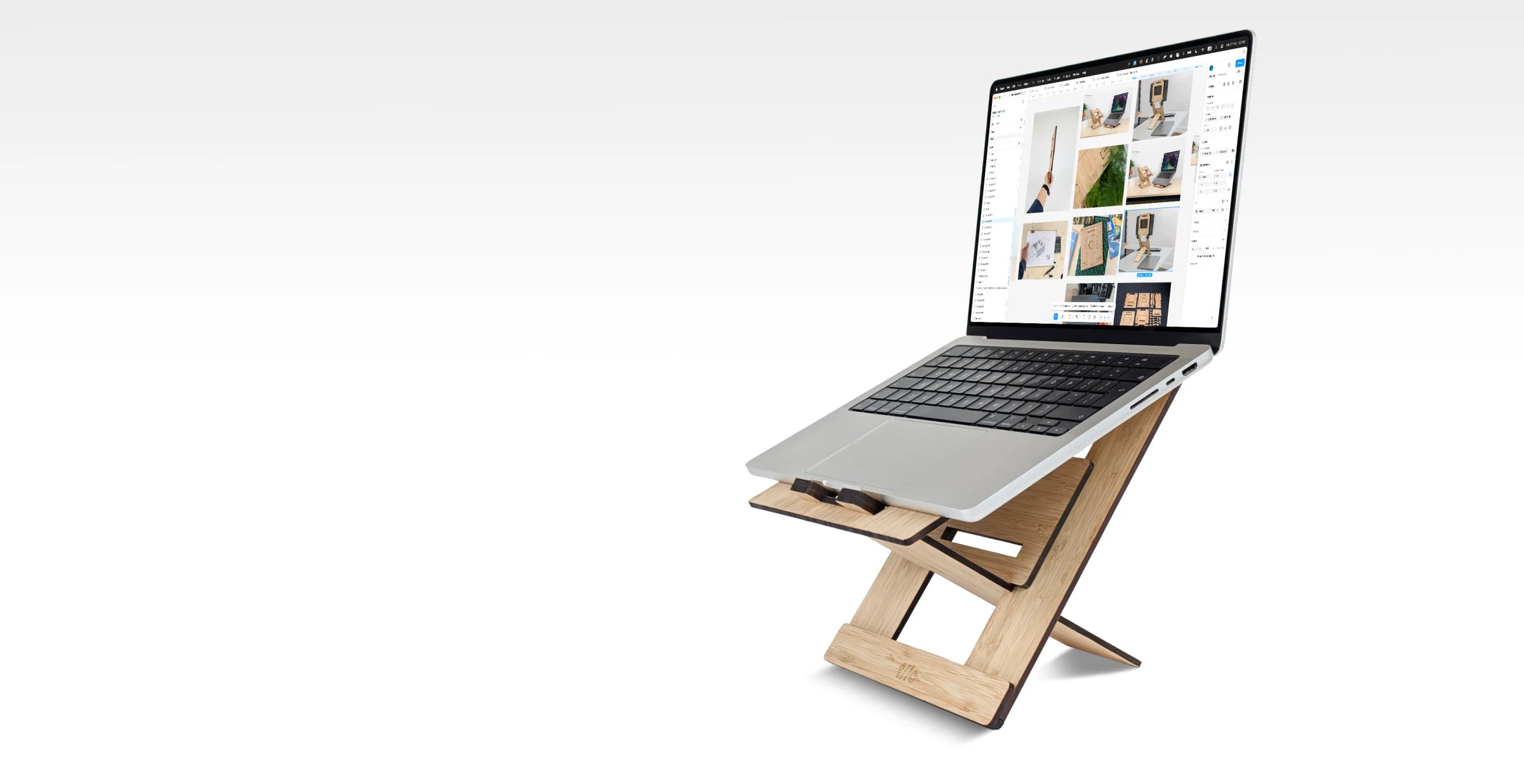 FLIO ALTO portable bamboo workstation with laptop